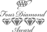 The image shows a logo for the AAA Four Diamond Award with decorative script and four diamond icons.