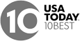 The image features the "USA TODAY 10BEST" logo with a circular design enclosing the number "10" on the left side.